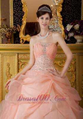 Baby Pink Beading Quinceanera Dress Strapless Floor-length