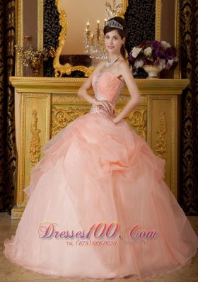 Baby Pink Beading Quinceanera Dress Strapless Floor-length