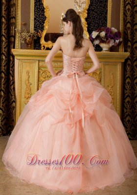 Baby Pink Beading Quinceanera Dress Strapless Floor-length