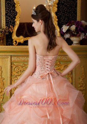 Baby Pink Beading Quinceanera Dress Strapless Floor-length