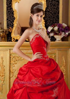 Red Appliques Sweetheart Floor-length Quinceanera Dress