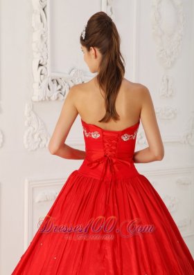 Red Sweet 16 Dress Sweetheart Embroidery and Beading