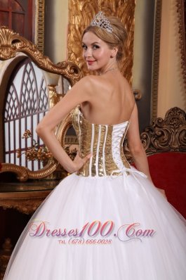 2013 White Tulle Sequins Floor-length Sweet 16 Dress