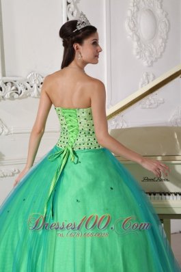 Spring Green Quinceanera Dress Floor-length Beading