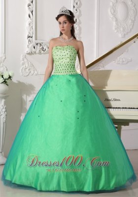 Spring Green Quinceanera Dress Floor-length Beading