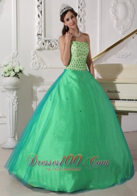 Spring Green Quinceanera Dress Floor-length Beading