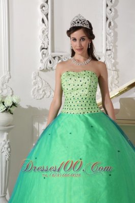 Spring Green Quinceanera Dress Floor-length Beading