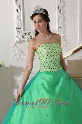 Spring Green Quinceanera Dress Floor-length Beading