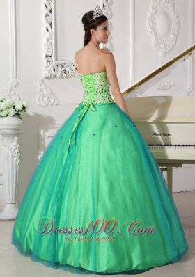 Spring Green Quinceanera Dress Floor-length Beading