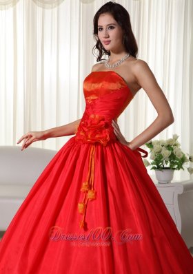 Under 200 Red Floor-length Ruched Quinceanera Dress