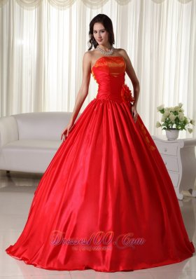 Under 200 Red Floor-length Ruched Quinceanera Dress