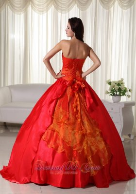 Under 200 Red Floor-length Ruched Quinceanera Dress