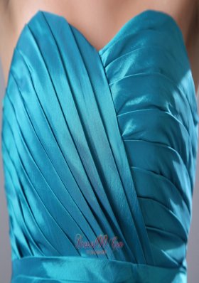 2013 Teal Ruch Hand Flowers Brush Train Sweet 16 Dress