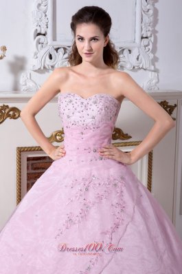 Exquisite Baby Pink Sweetheart A-line Appliques Sweet 16 Dress