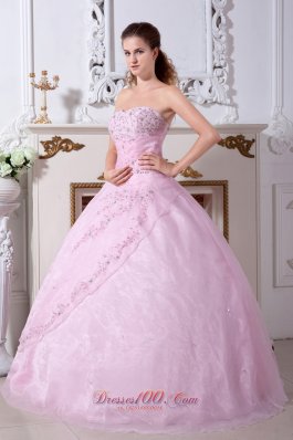 Exquisite Baby Pink Sweetheart A-line Appliques Sweet 16 Dress