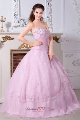 Exquisite Baby Pink Sweetheart A-line Appliques Sweet 16 Dress