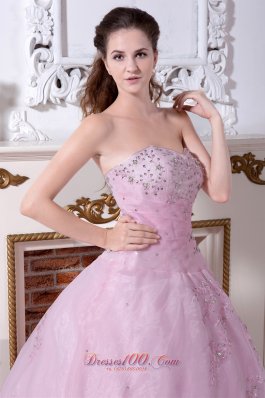 Exquisite Baby Pink Sweetheart A-line Appliques Sweet 16 Dress