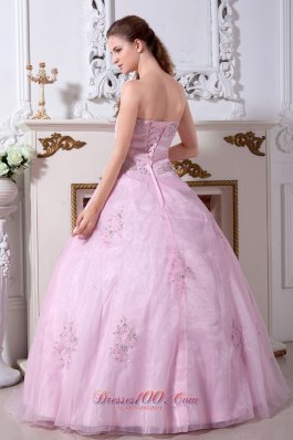 Exquisite Baby Pink Sweetheart A-line Appliques Sweet 16 Dress