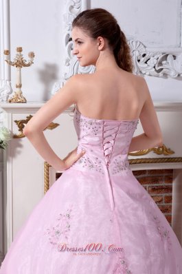 Exquisite Baby Pink Sweetheart A-line Appliques Sweet 16 Dress