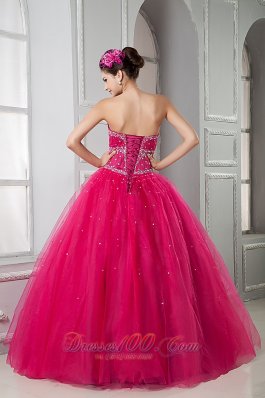 2013 Hot Pink Sweetheart Beading Dress For Quinceanera