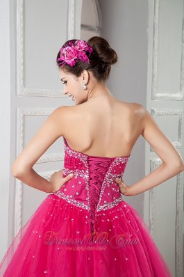 2013 Hot Pink Sweetheart Beading Dress For Quinceanera