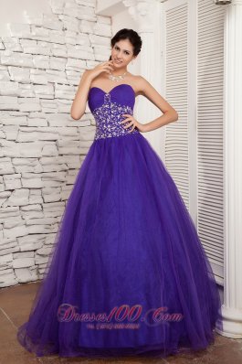 Purple A-line Sweetheart Sweet 16 Dress Floor-length Ruch