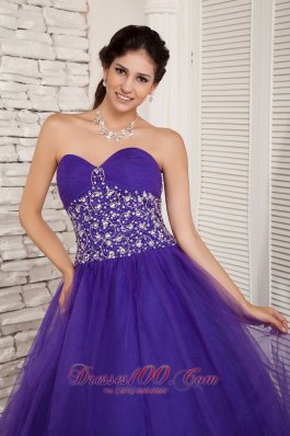 Purple A-line Sweetheart Sweet 16 Dress Floor-length Ruch