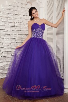 Purple A-line Sweetheart Sweet 16 Dress Floor-length Ruch