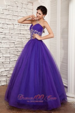 Purple A-line Sweetheart Sweet 16 Dress Floor-length Ruch