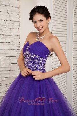 Purple A-line Sweetheart Sweet 16 Dress Floor-length Ruch