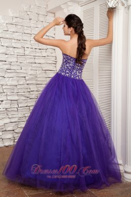 Purple A-line Sweetheart Sweet 16 Dress Floor-length Ruch