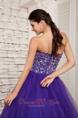 Purple A-line Sweetheart Sweet 16 Dress Floor-length Ruch