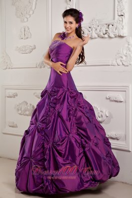 Eggplant Purple Beading Embroidery Sweet 16 Dress Taffeta