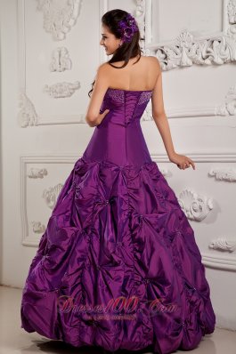 Eggplant Purple Beading Embroidery Sweet 16 Dress Taffeta