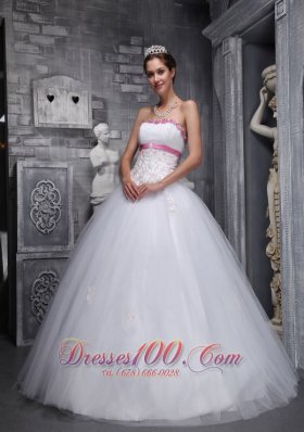 White Sweet 16 Dress Appliques Beading Taffeta and Tulle