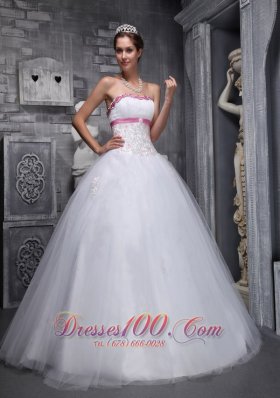 White Sweet 16 Dress Appliques Beading Taffeta and Tulle