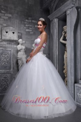 White Sweet 16 Dress Appliques Beading Taffeta and Tulle