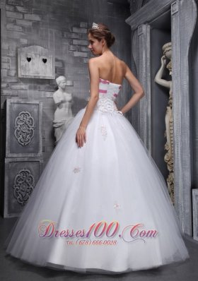 White Sweet 16 Dress Appliques Beading Taffeta and Tulle