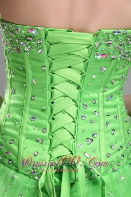 Spring Green Sweet 16 Dress Halter Beading Floor-length