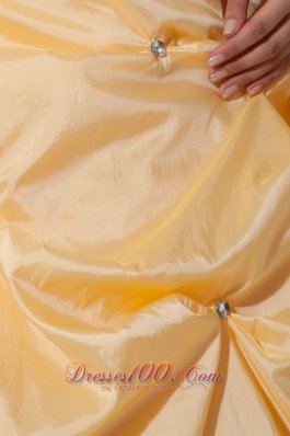 Yellow Sweetheart Floor-length Pick-ups Quinceanea Dress