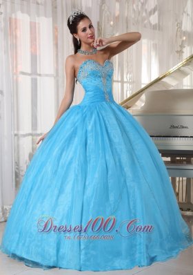 Baby Blue Sweetheart Appliques Sweet 16 Dress