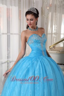 Baby Blue Sweetheart Appliques Sweet 16 Dress