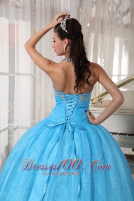 Baby Blue Sweetheart Appliques Sweet 16 Dress