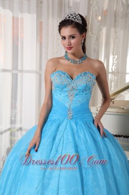 Baby Blue Sweetheart Appliques Sweet 16 Dress