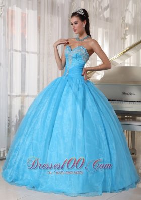 Baby Blue Sweetheart Appliques Sweet 16 Dress