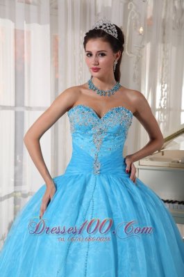 Baby Blue Sweetheart Appliques Sweet 16 Dress