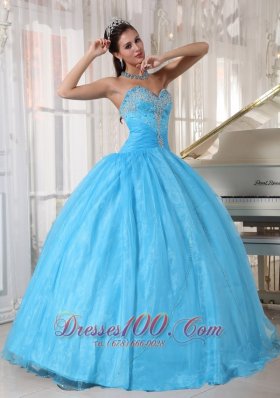 Baby Blue Sweetheart Appliques Sweet 16 Dress