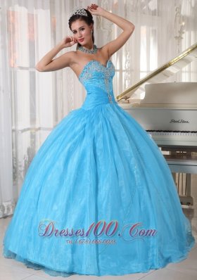 Baby Blue Sweetheart Appliques Sweet 16 Dress