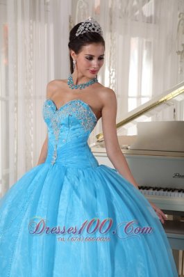 Baby Blue Sweetheart Appliques Sweet 16 Dress