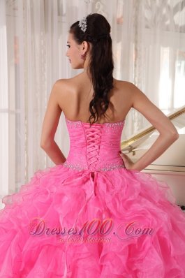 Rose Pink Quinceanera Dress Beading Strapless